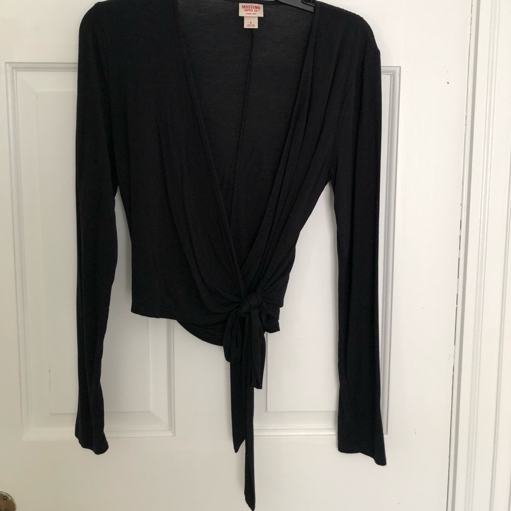 Black wrap long sleeve top